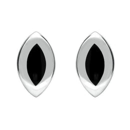 Sterling Silver Whitby Jet Marquise Two Piece Set S045 earrings