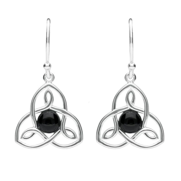 Sterling Silver Whitby Jet Open Celtic Cross Two Piece Set. S037