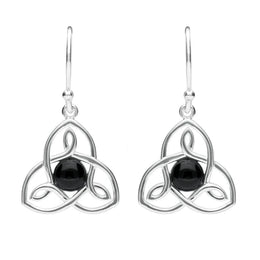 Sterling Silver Whitby Jet Open Celtic Cross Two Piece Set. S037