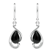 Sterling Silver Whitby Jet Open Fancy Pear Drop Earrings E2316