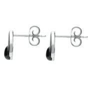 Sterling Silver Whitby Jet Round Open Triangle Stud Earrings E2323