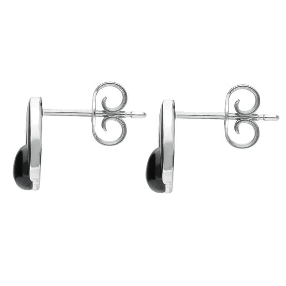 Sterling Silver Whitby Jet Round Open Triangle Stud Earrings E2323
