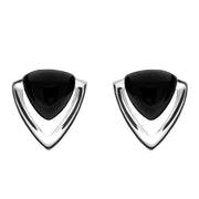 Sterling Silver Whitby Jet Triangle Open Stud Earrings E2324