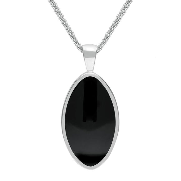 Sterling Silver Whitby Jet Oval Necklace P080