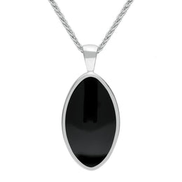 Sterling Silver Whitby Jet Oval Necklace P080