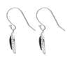 Sterling Silver Whitby Jet Oxidised Heart Drop Earrings. E1958.