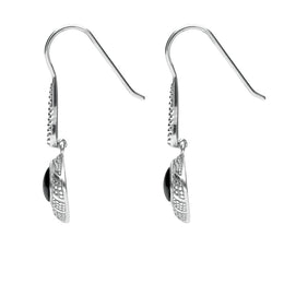 Sterling Silver Whitby Jet Oxidised Tear Drop Earrings. E1959.