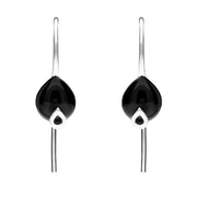Sterling Silver Whitby Jet Pear Hook Earrings E2317