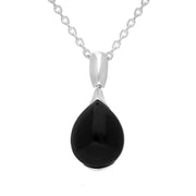 Sterling Silver Whitby Jet Pear Shaped Hinge Top Necklace P3369