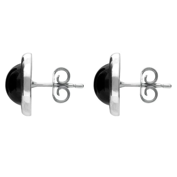 Sterling Silver Whitby Jet Round Stud Earrings E2126 side