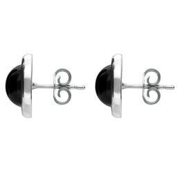 Sterling Silver Whitby Jet Round Stud Earrings E2126 side