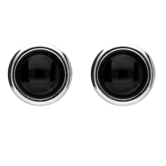 Sterling Silver Whitby Jet Round Stud Earrings E2126