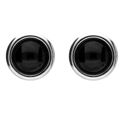 Sterling Silver Whitby Jet Round Stud Earrings E2126