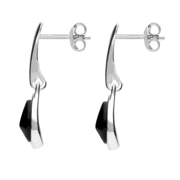 Sterling Silver Whitby Jet Plain Top Pear Drop Earrings E1823
