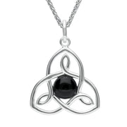 Sterling Silver Whitby Jet Round Celtic Knot Necklace P3128