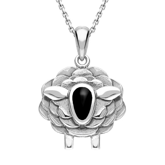 Sterling Silver Whitby Jet Sheep Necklace P3508