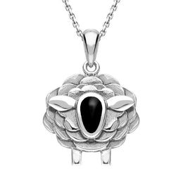 Sterling Silver Whitby Jet Sheep Necklace P3508