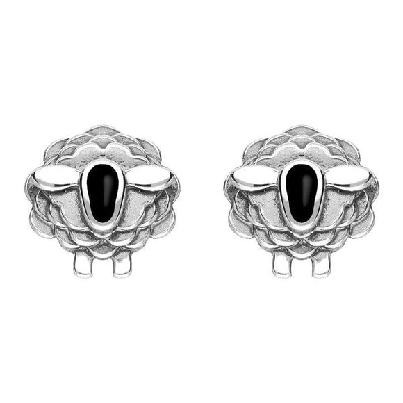 Sterling Silver Whitby Jet Sheep Stud Earrings E2530