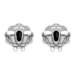 Sterling Silver Whitby Jet Sheep Stud Earrings E2530