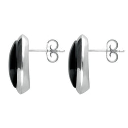 Sterling Silver Whitby Jet Simple Round Stud Earrings. E1824.