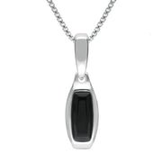 Sterling Silver Whitby Jet Small Curved Oblong Necklace, P2812