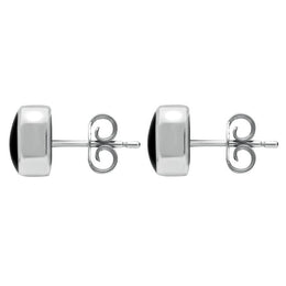 Sterling Silver Whitby Jet Dinky Cushion Stud Earrings E335