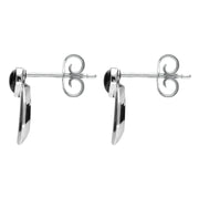 Sterling Silver Whitby Jet Small Heart Circle Stud Earrings E2321