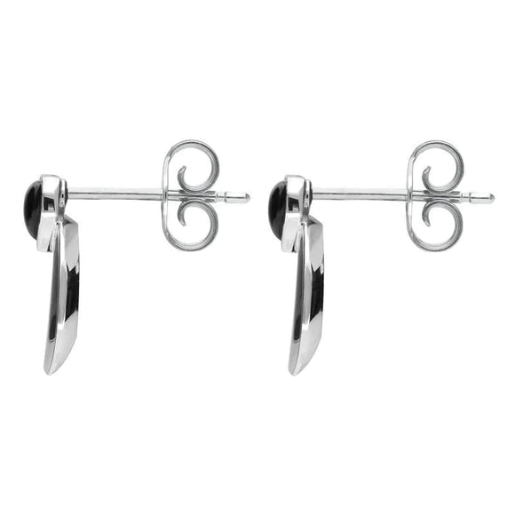 Sterling Silver Whitby Jet Small Heart Circle Stud Earrings E2321