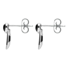 Sterling Silver Whitby Jet Small Heart Circle Stud Earrings E2321