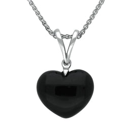 Sterling Silver Whitby Jet Small Heart Split Bale Necklace. SMLHRTPND