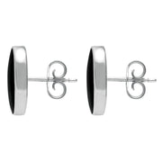 Sterling Silver Whitby Jet Small Long Oval Stud Earrings E288