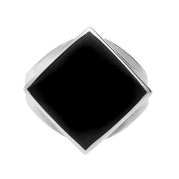 Sterling Silver Whitby Jet Small Rhombus Ring R606