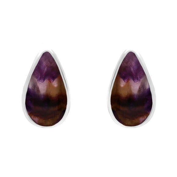 Sterling Silver Whitby Jet Small Teardrop Stud Earrings. e225