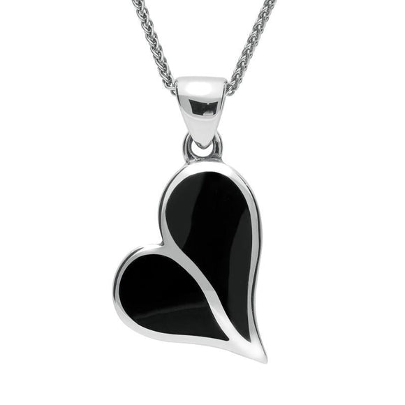Sterling Silver Whitby Jet Split Heart Four Piece Set. S006 