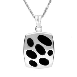 Sterling Silver Whitby Jet Spotty Barrel Necklace. P942