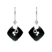 Sterling Silver Whitby Jet Square Bubble Detail Earrings E1253