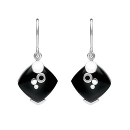 Sterling Silver Whitby Jet Square Bubble Detail Earrings E1253