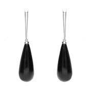 Sterling Silver Whitby Jet Tapered Bomb Drop Earrings E1426