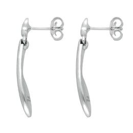 Sterling Silver Whitby Jet Toscana Long Marquise Drop Earrings. E1187.