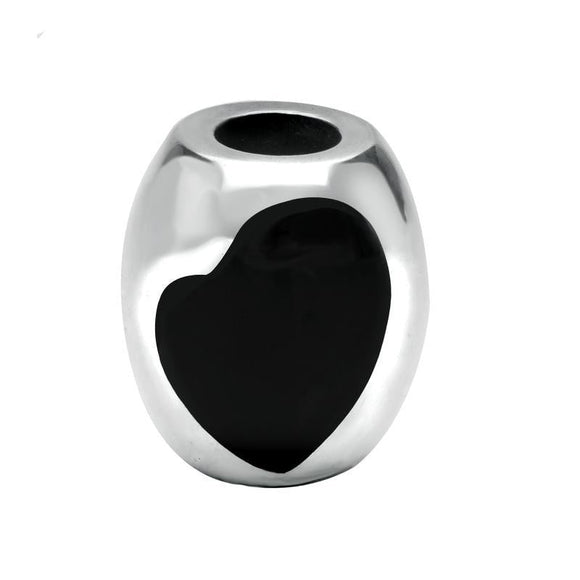 Sterling Silver Whitby Jet Two Stone Large Heart Charm G507