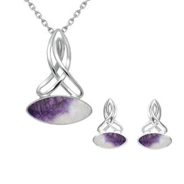 Sterling Silver Blue John Wide Marquise Celtic Two Piece Set