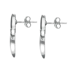 Sterling Silver Whitby Jet and Marcasite Wavy Cross Stud Earrings. E881