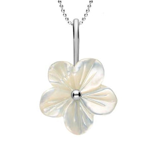 Sterling Silver White Mother of Pearl Tuberose Desert Rose Necklace, P2858.