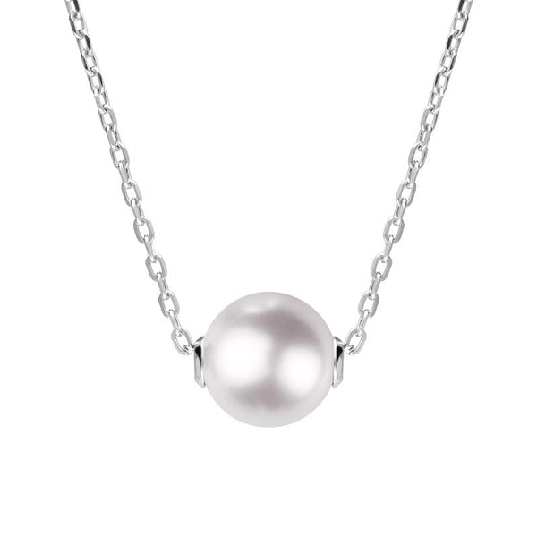 Sterling Silver White Pearl Bead Necklace, N850.