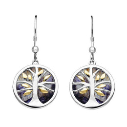 Sterling Silver Yellow Gold Plated Blue John Large Round Tree of Life Two Piece Set S063
