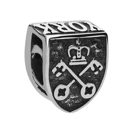 Sterling Silver York Minster Cross Key and Rose Tube Charm. G830 reverse