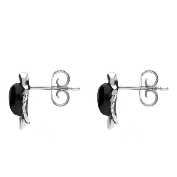 Sterling Silver Whitby Jet Bird Stud Earrings E2436