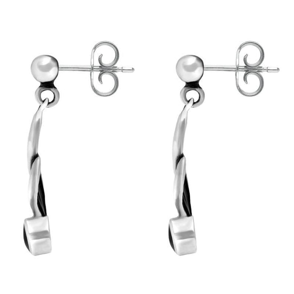 Sterling Whitby Jet Double Twist Drop Earrings. E077. 