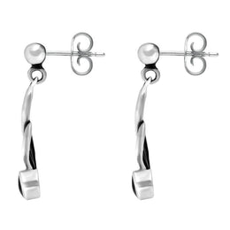Sterling Whitby Jet Double Twist Drop Earrings. E077. 