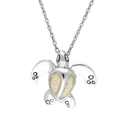 Sterling Silver Coquina Tiny Two Stone Turtle Necklace P2581
